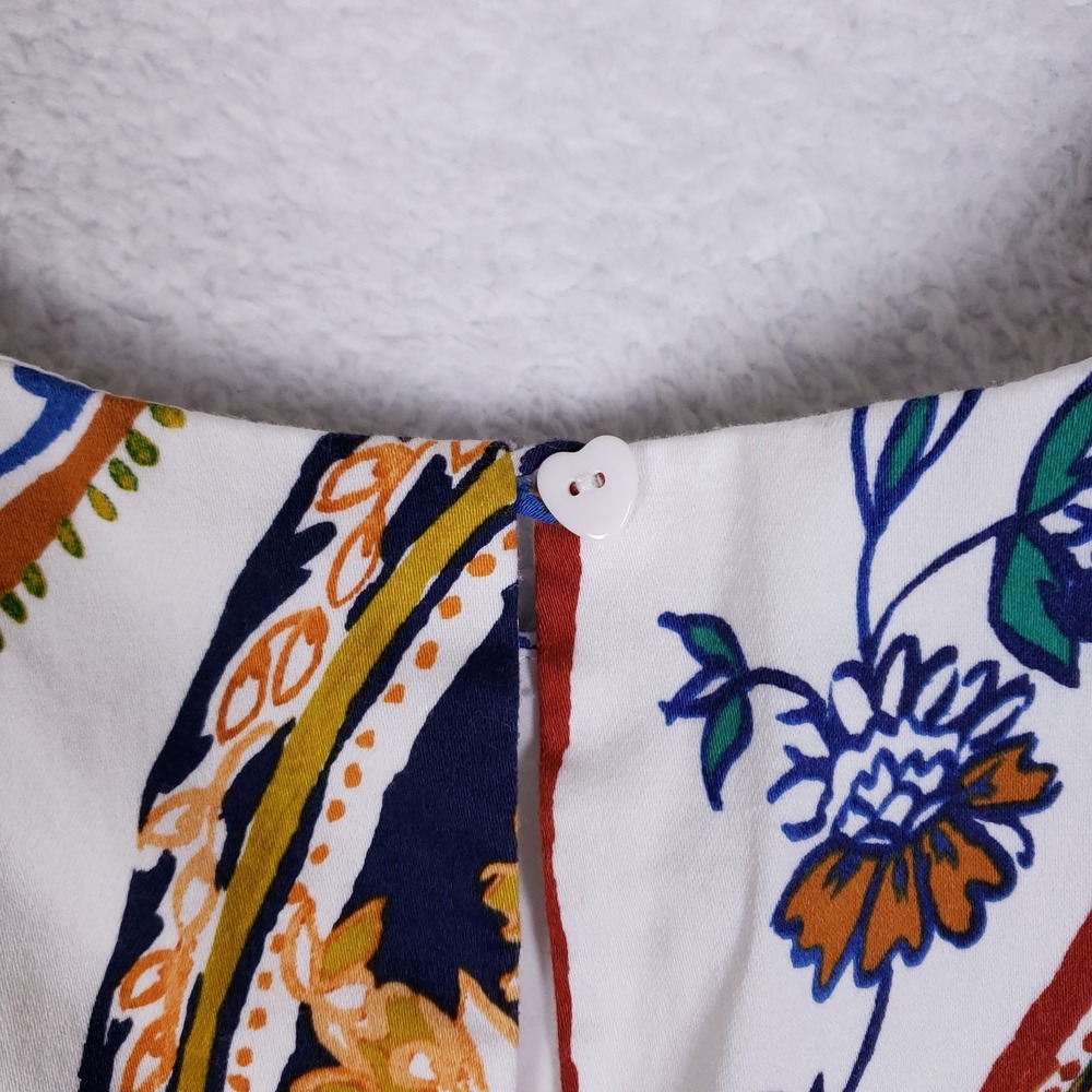 Maia Paisley Print Dress Women's 14 White Multicolor Sleeveless A-Line Boho - Picture 7 of 9